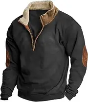 Men's Quarter Zip Up Sweatshirts Stand Collar Long Sleeve Sweatshirts Casual Loose Henley Pullover Sweatshirts