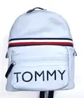NEW TOMMY HILFIGER PALE BLUE,GRAY NYLON NAVY,WHITE,RED STRIPE BACKPACK,BAG