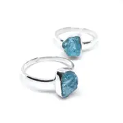 Apatite Blue Crystal Silver 925 Ring Natural Jewellery Raw Solitaire One Piece Variant Size 6 7 8 US/CA