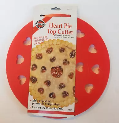 Norpro Heart Shaped Pie Top Cutter Red Round Plastic Valentine Heart Design