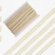 White Wavy Gimp Trim - 13.1 Yards, 0.6 Inch Width, Metallic Edge, Perfect for DI