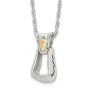 Sterling Silver Landstrom'S Mt. Rushmore Black Hills 12K Gold Accents Stirrup 18 Inch Spring Ring Clasp Necklace