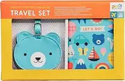 Petit Collage Luggage Tag and Passport Holder for Kids, Blue – Baby Travel Set Includes a Bear Luggage Tag and a Standard-Sized Kid’s Passport Cover