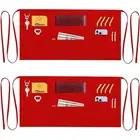 7 Pockets Server Aprons with Zipper Pocket (2 Pack) - Aprons for Women Men Red