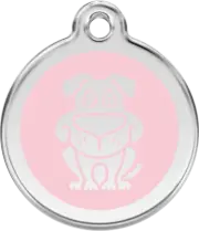 Red Dingo Enamel Dog Tag - Light Pink - Lifetime Guarantee - Cat, Dog, Pet ID Ta
