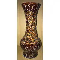 在飛比找蝦皮購物優惠-仿吉州窯 玳瑁釉 天目釉 立體浮雕 松鶴延年 高花瓶