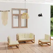 4 Piece Garden Lounge Set with Cushions Solid Pinewood Patio Bar Sets