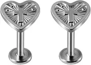 [Niaspi] 16G Internally Threaded Cross Heart Cartilage Flat Back Earrings Studs for Women 316L Stainless Steel Labret Monroe Lip Rings Conch Helix Tragus Medusa Piercing Jewelry