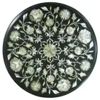 18" Round Elegant Side Table Top semi precious Stones Inlay Art Furniture Decor