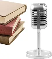 Vintage Microphone Prop – Fake Retro Microphone Toy with Stand | Antique Style Stage Prop for Party Decorations, Role Playing, Table Display, Photo, Theater Performance, Nostalgic Decor
