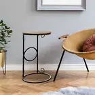 Spitiko Homes Side Round Table Black and Natural Wood/16 x 16 x 24