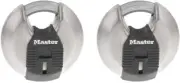 Master Lock Magnum Heavy Duty Stainless Steel Discus Padlock with Key, 2 Count
