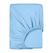 LINENOVA Premium 100% Cotton Fitted Sheet(King single,Light blue)