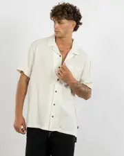 [Rip Curl] Rip Curl Men's Raw Energy Stripe S/s Shirt in Bone Size Large L Bone