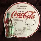 COCA-COLA Baseball Drink Coke Embossed metal sign Retro Vintage Style