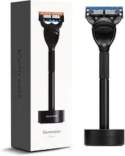 Bolin Webb Generation Razor and Stand in Black. Fitted with Gillette Fusion5 Blade. Luxury Razor for Men.