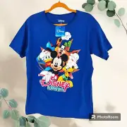 Disney Kids Mickey Donald Pluto Goofy Graphic Tee Blue XL 14/16
