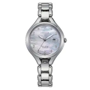 CITIZEN 星辰錶 EW2560-86D LADY'S系列 銀色款時尚典雅鑽石光動能女錶 /白蝶貝面板 30mm