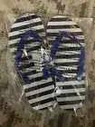 DSW Women's Blue / Black & White Striped Flip Flops - Size SM 6.5 - 8 - NWT