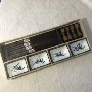 Sushi Dragon Chopsticks Serving Set Bowls & Holders Serves 4 NEW GIFT BOX
