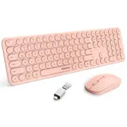 Cute Wireless Keyboard Mouse Combo with USB and Type C Receiver,2.4G Cordless...