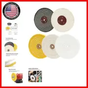 High-Efficiency 6in Buffing Wheels for Bench Grinder - 5 Cotton Grits Included