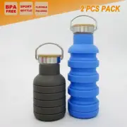 2x 600ml Outdoor Sport Office Water Bottle Collapsible Camping Hiking Kettle Cup