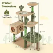 150cm Cactus-Themed Cat Tree with Sisal Posts & Cozy Condo for Indoor Cats