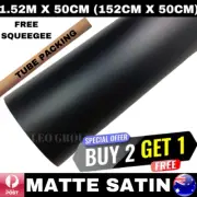 1.52M X 50CM MATT MATTE SATIN BLACK CAR VINYL WRAP FILM ROLL AIR RELEASE
