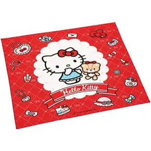 小禮堂 Hello Kitty 日製 純棉紗布便當包巾 餐巾 手帕 桌巾 桌墊 43x43cm (紅 化妝品)