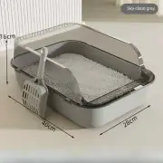 Cat Litter Box Semi-Enclosed Thickening Kitty Sandbox High Side Splashproof Pet