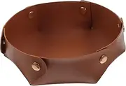VALICLUD Leather Storage Tray Vintage Key Holder for Home Entryway Durable Office Decor Stylish Key Storage Box Practical Design with Smooth Surface and Flat Base