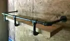 Industrial Pipe Shelf Bracket with Drink Rail - Parts Kit 36" Long X 12" Deep