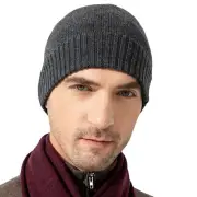 100% Merino Wool Beanie Hat Skullies Watch Cap for Men Small Derby Grey
