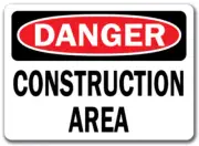 Danger Sign - Construction Area - 10" x 14" OSHA Safety Sign - 10x14 OSHA Sign