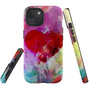 For iPhone 15 Plus Case, Shielding Cover, Heart Painting