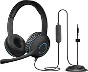 Cyber Acoustics 3.5mm Stereo Headset with Headphones and Noise Cancelling Microphone for PCs, Tablets, and Cell Phones in The Office, Classroom or Home (AC-5002), Black