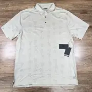 NWT Linksoul Men’s XL Printed Astoria Polo Shirt Bone Ran Palm Trees Hawaiian
