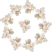 TOVINANNA 10pcs Rhinestone Pearl Flower Embellishments for Wedding Accessories Durable Flatback Decorative Charms for Bridal Headdress Expertly Crafted and Imitation Pearl Designs