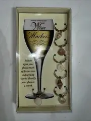 Wine Glass Markers Set of 6 Shells Wine Glass Charms NIP 2001