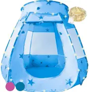Pink Princess Pop up Play Tent Ball Pit with Lights, Toys Gifts for Kids Girls B