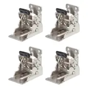 4pcs Table Leg Folding Brackets Foldable Self Lock Hinges, Silver Tone