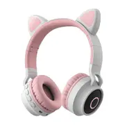 Cat Ears Headset Wireless Glowing Headset Computer Gaming Headset - Gray