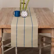 Lauren Steel Blue 90" TABLE RUNNER COUNTRY Cottage Striped Cotton/Linen