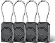 【4 Pack】PROfezzion Secure AirTag Holder with Metal Wire Cable for Luggage, IPX8 Waterproof Hard Shell Hidden Air Tag Case with Allen Key Locking System for Travel Suitcase, Pet Dog Collar, Keys -Black