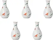 Set of 5 Akae Tsuyu Grass Tokuri (Large) [8 x 15.2 cm (270cc)] | Tokuri Setomonohonpo