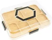 Charcuterie Board with Clear Lid Carrying Handle Portable Charcuterie Box with Compartments Mutifunctional Cheese Board Box Practical for Kitchens House Warming (Yellow 02)