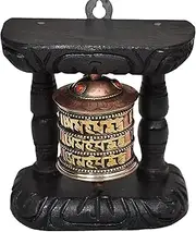 (10cm) - Dharma Store Tibetan Hand Craving Om Mani Padme Hum Wall Hanging Prayer Wheel