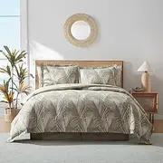 [Tommy Bahama] King Comforter Set, Cotton Bedding with Matching Shams & Bedskirt, Medium Weight Home Decor for All Seasons (Raffia Palms Brown, King)
