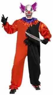 Smiffys Adult mens Cirque Sinister Scary Bo Bo the Clown Costume, Jumpsuit and